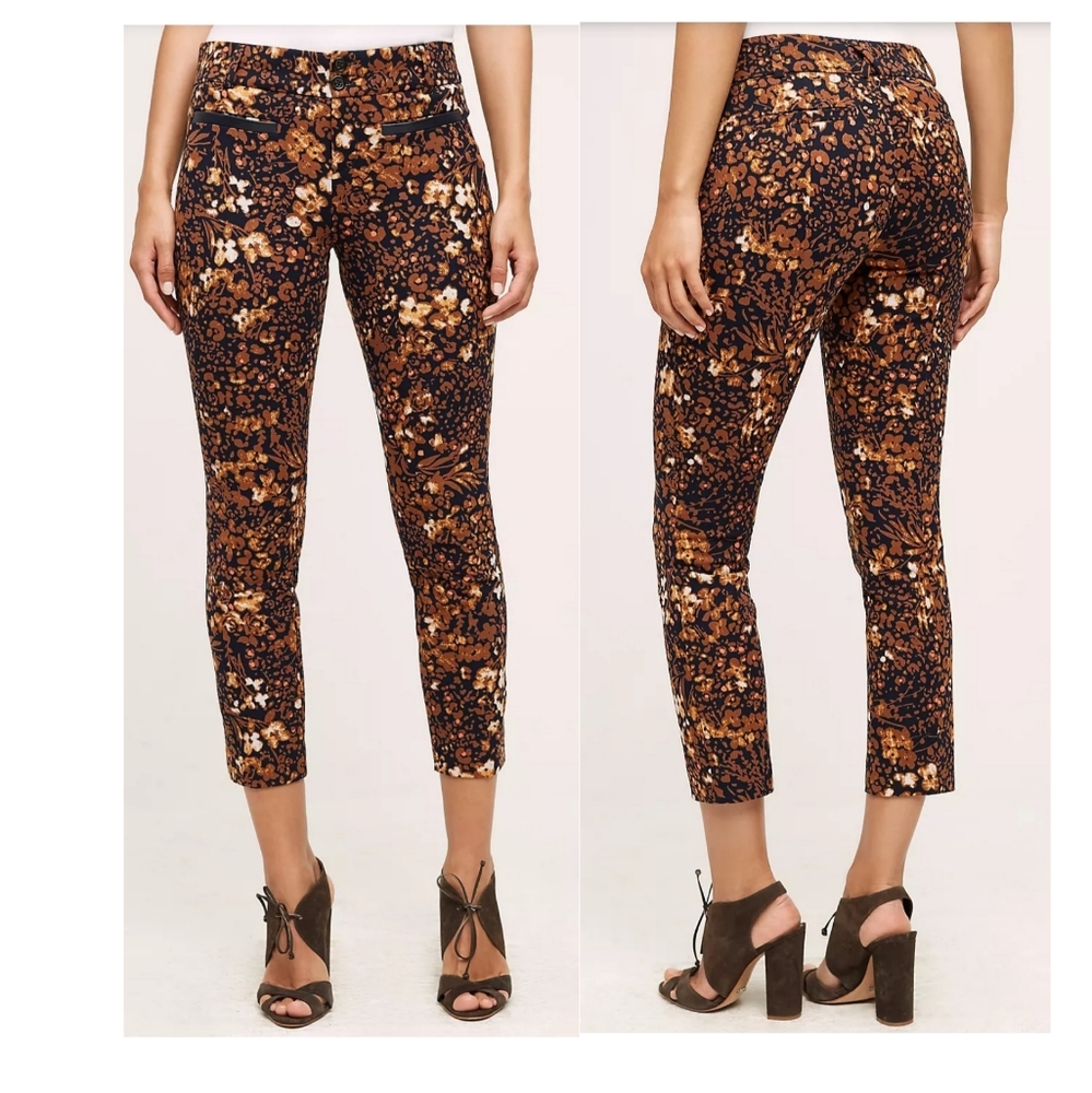 ANTHROPOLIGE floral skinny pants - Picture 1 of 9